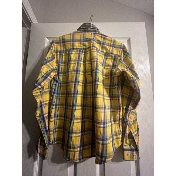 Cruel Girl Long Sleeve‎ Button Front Yellow Pink Plaid Shirt Blouse Size S - Picture 4 of 6